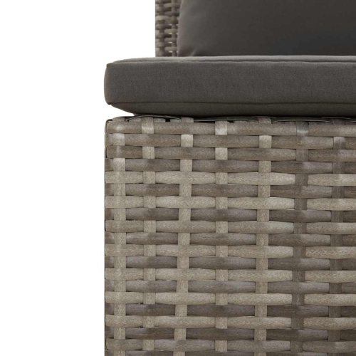 vidaXL Garden Middle Sofa with Cushion Grey Poly Rattan