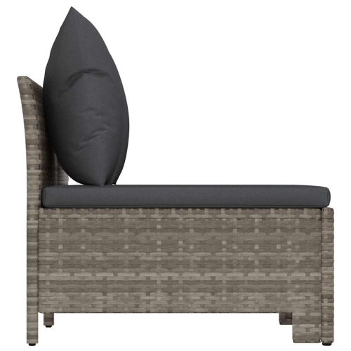 vidaXL 2-Seater Garden Sofa with Cushions Grey Poly Rattan