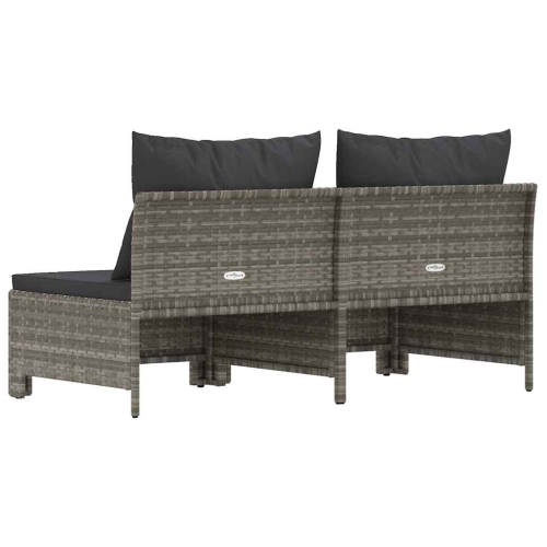 vidaXL 2-Seater Garden Sofa with Cushions Grey Poly Rattan