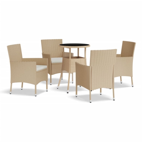 Ensemble bistro de 5 pièces avec coussins en poly rotin beige vidaXL