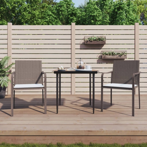 vidaXL 3 Piece Garden Dining Set with Cushions Poly Rattan and Steel
