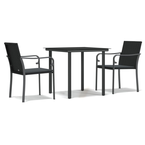 VIDAXL  3 Piece Garden Dining Set With Cushions Poly Rattan And Steel