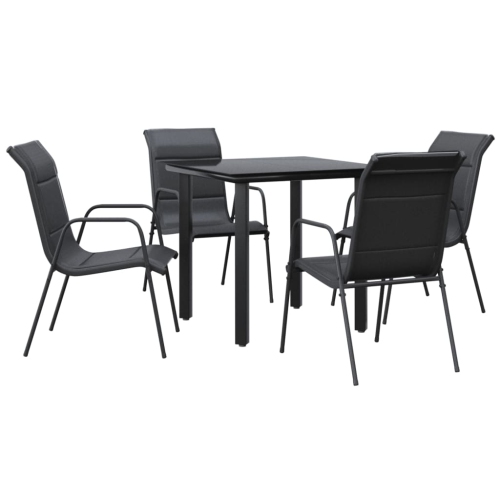 VIDAXL  5 Piece Garden Dining Set Steel And Textilene In Black