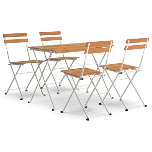 vidaXL 5 Piece Folding Bistro Set Solid Wood Acacia and Steel