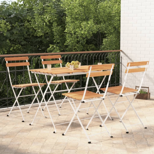 vidaXL 5 Piece Folding Bistro Set Solid Wood Acacia and Steel