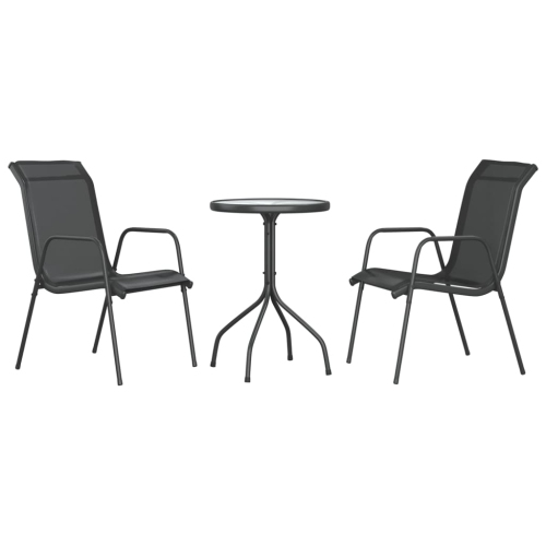 VIDAXL  3 Piece Garden Dining Set Steel In Black