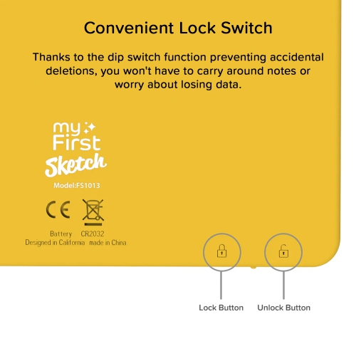 myFirst Sketch 3 - Kid's 10-inch LCD Writing Tablet, Colorful Doodle Pad Drawing Board, Educational Toddler Toy - Yellow