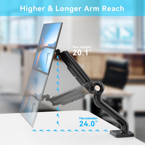 SHOPPINGALL Heavy Duty Monitor Mount for 13 to 35 inch VESA Compatible Screen, Pneumatic Gas Spring Arm Supports up to 26.5lbs - SA-GE61U-Black by SHOPPINGALL - Refurbished condition - Image 2