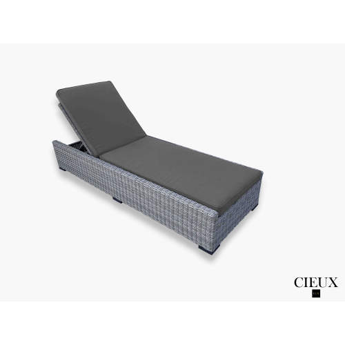 CIEUX Cannes Outdoor Patio Wicker Chaise Sun Lounger in Grey with Sunbrella Cushions