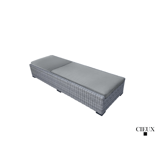 CIEUX Cannes Outdoor Patio Wicker Chaise Sun Lounger in Grey with Sunbrella Cushions