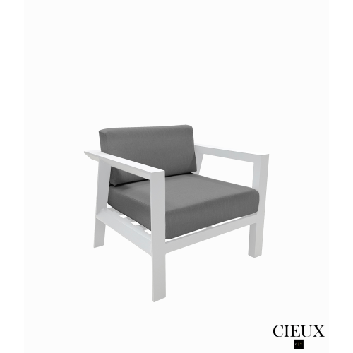 CIEUX Corsica Outdoor Patio Aluminum Metal Club Chair in White with Sunbrella Cushions