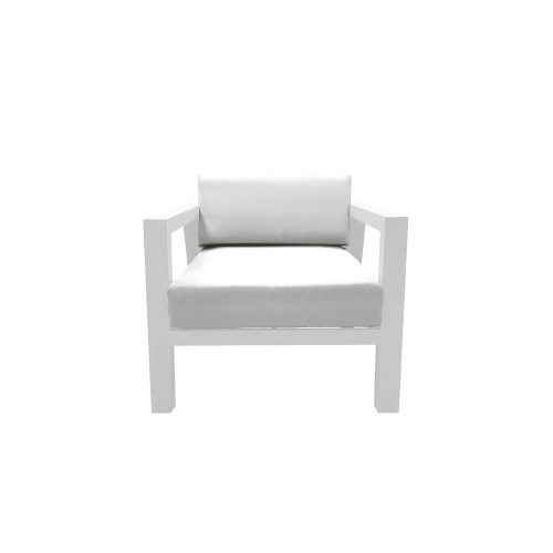 CIEUX Corsica Outdoor Patio Aluminum Metal Club Chair in White with Sunbrella Cushions