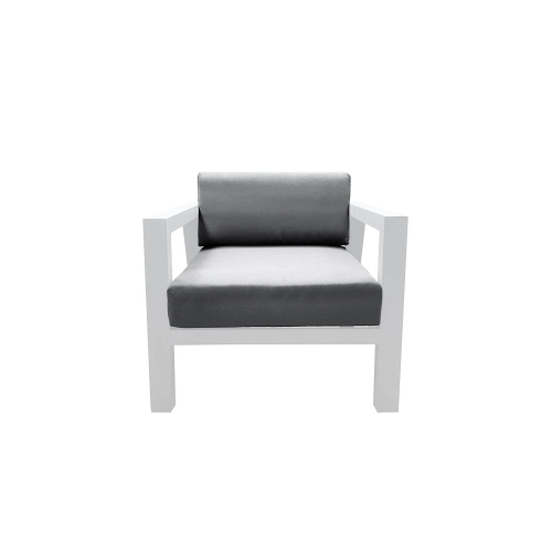 CIEUX Corsica Outdoor Patio Aluminum Metal Club Chair in White with Sunbrella Cushions