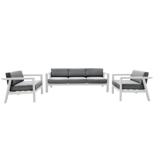 CIEUX Corsica Outdoor Patio Aluminum Metal Sofa Conversation Set in White with Sunbrella Cushions