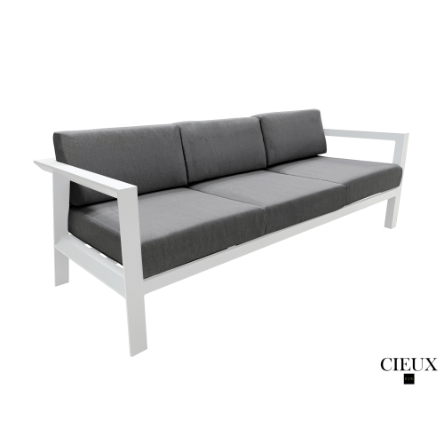 CIEUX Corsica Outdoor Patio Aluminum Metal Sofa Conversation Set in White with Sunbrella Cushions