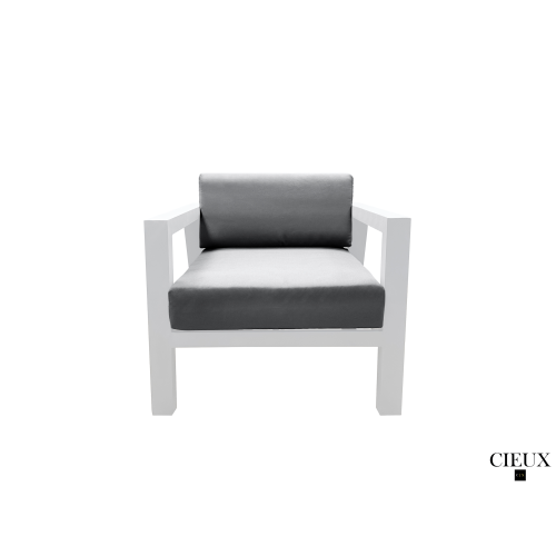 CIEUX Corsica Outdoor Patio Aluminum Metal Sofa Conversation Set in White with Sunbrella Cushions