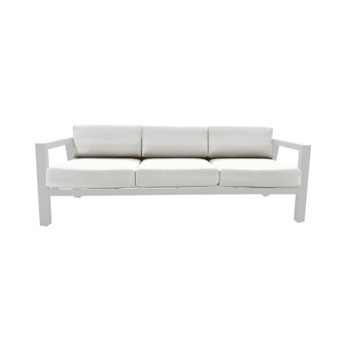 CIEUX Corsica Outdoor Patio Aluminum Metal Sofa Conversation Set in White with Sunbrella Cushions