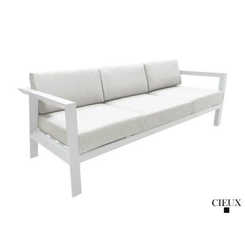 CIEUX Corsica Outdoor Patio Aluminum Metal Sofa Conversation Set in White with Sunbrella Cushions