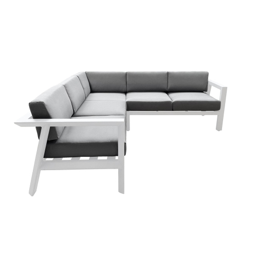 CIEUX Corsica Outdoor Patio Aluminum Metal Corner Sectional Sofa in White with Sunbrella Cushions