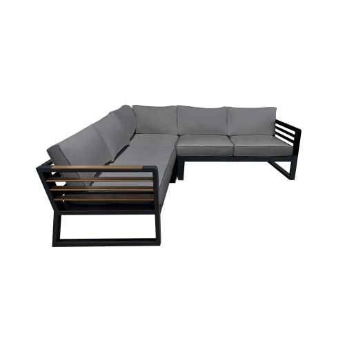 CIEUX Avignon Outdoor Patio Aluminum Metal Corner Sectional Sofa in Midnight Grey with Sunbrella Cushions
