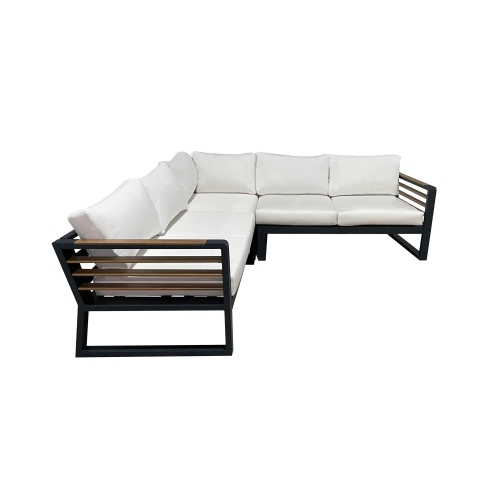 CIEUX Avignon Outdoor Patio Aluminum Metal Corner Sectional Sofa in Midnight Grey with Sunbrella Cushions