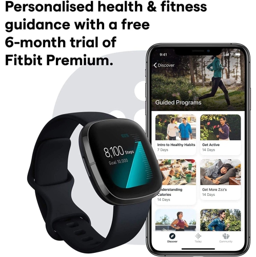 Fitbit Sense AMOLED Smartwatch with Bluetooth Calling, Built-in GPS, Heart Rate Monitor by FITBIT - Refurbished condition - Image 5