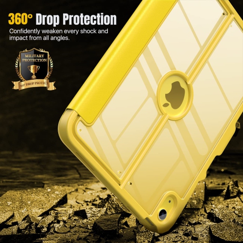 iPad – Étui de 10th génération avec porte-crayon, 10,9 po, protecteur d’écran intégré, dos transparent, support de visionnement multiangle résistant