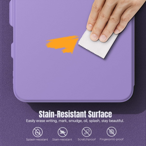 iPad 10th génération avec porte-crayon, protecteur d'écran intégré résistant aux taches, support de visionnement multiangle, auto Wake/Sleep, violet