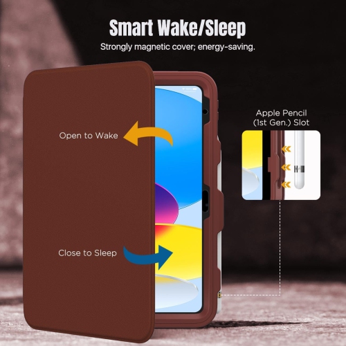 iPad – Étui de 10th génération avec porte-crayon, 10,9 po, protecteur d’écran intégré, arrière transparent, support de visionnement à angles