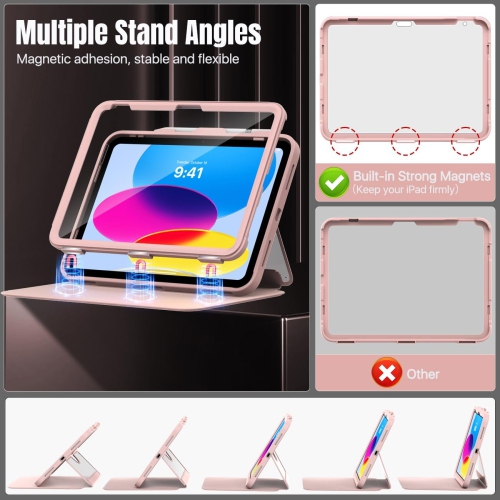 iPad – Étui de 10th génération avec porte-crayon, 10,9 po, protecteur d’écran intégré, arrière transparent, support de visionnement à angles