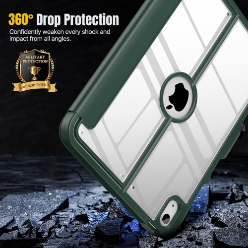 iPad 10th génération avec porte-stylet, 10,9 po transparent, protecteur d'écran intégré, support de visionnement à angles multiples,