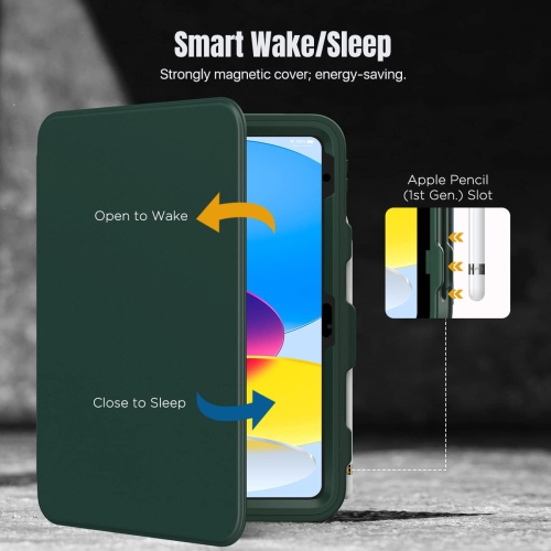 iPad 10th génération avec porte-stylet, 10,9 po transparent, protecteur d'écran intégré, support de visionnement à angles multiples,