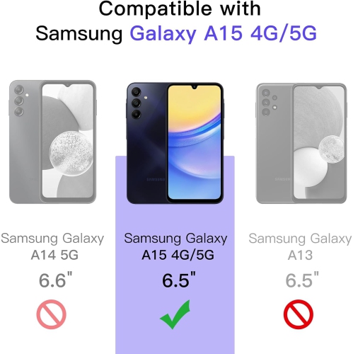 XCRS Dual Layered Comm PC + TPU Case for Samsung Galaxy A15 5G 6.5”, Heavy Duty, Tuff, Shockproof Protective, Drop Tested, Full Body Protection Cover