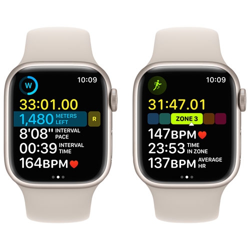 Apple Watch Series 8 (GPS + Cellular) 41mm Starlight Aluminum Case with Starlight Sport Band - Small / Medium by APPLE - Refurbished condition - Image 4