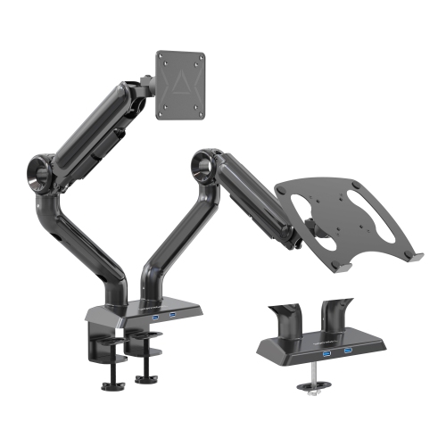 Refurbished - SHOPPINGALL Heavy Duty 2 in 1 Dual Monitor & Laptop Mount for 13 to 35 inch VESA Compatible Screens, Each Arm Supports up to 26.5lbs -