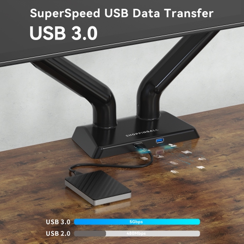 Refurbished - SHOPPINGALL Heavy Duty 2 in 1 Dual Monitor & Laptop Mount for 13 to 35 inch VESA Compatible Screens, Each Arm Supports up to 26.5lbs -