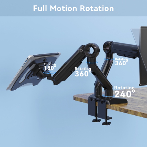 Refurbished - SHOPPINGALL Heavy Duty 2 in 1 Dual Monitor & Laptop Mount for 13 to 35 inch VESA Compatible Screens, Each Arm Supports up to 26.5lbs -