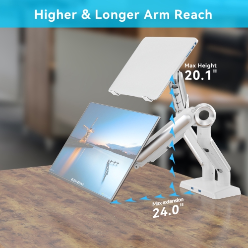 Refurbished - SHOPPINGALL Heavy Duty 2 in 1 Dual Monitor & Laptop Mount for 13 to 35 inch VESA Compatible Screens, Each Arm Supports up to 26.5lbs -