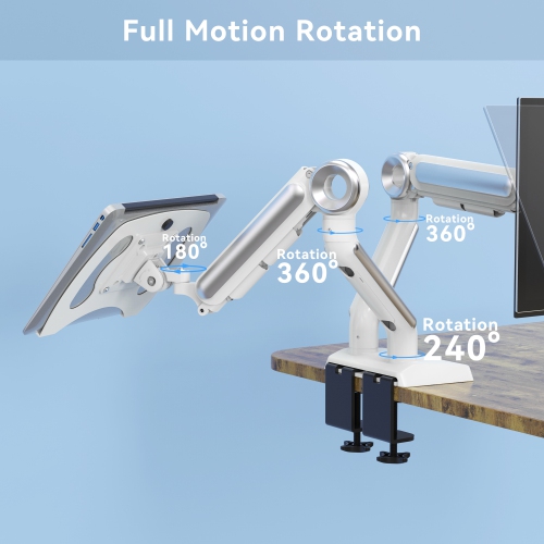 Refurbished - SHOPPINGALL Heavy Duty 2 in 1 Dual Monitor & Laptop Mount for 13 to 35 inch VESA Compatible Screens, Each Arm Supports up to 26.5lbs -