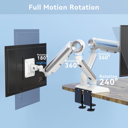SHOPPINGALL Heavy Duty Dual Monitor Mount for 13 to 35 inch VESA Compatible Screens, Each Pneumatic Gas Spring Arm Supports up to 26.5lbs - SA-GE62U-White by SHOPPINGALL - Refurbished condition - Image 6