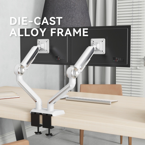 SHOPPINGALL Heavy Duty Dual Monitor Mount for 13 to 35 inch VESA Compatible Screens, Each Pneumatic Gas Spring Arm Supports up to 26.5lbs - SA-GE62U-White by SHOPPINGALL - Refurbished condition - Image 7