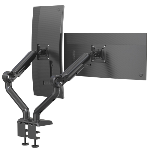 SHOPPINGALL  Refurbished (Excellent) - Heavy Duty Dual Monitor Mount for 13 to 35 Inch Vesa Compatible Screens, Each Pneumatic Gas Spring Arm