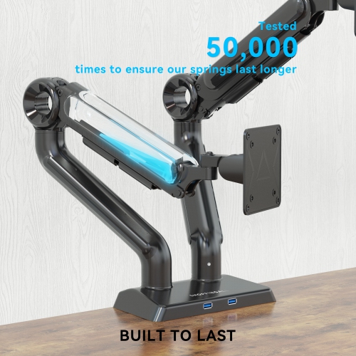 SHOPPINGALL Heavy Duty Dual Monitor Mount for 13 to 35 inch VESA Compatible Screens, Each Pneumatic Gas Spring Arm Supports up to 26.5lbs - SA-GE62U-Black by SHOPPINGALL - Refurbished condition - Image 5