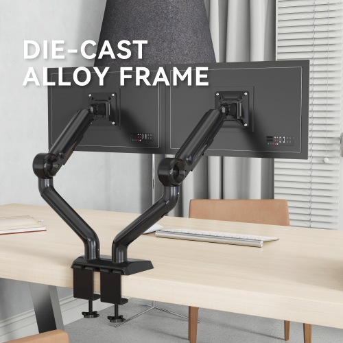 SHOPPINGALL Heavy Duty Dual Monitor Mount for 13 to 35 inch VESA Compatible Screens, Each Pneumatic Gas Spring Arm Supports up to 26.5lbs - SA-GE62U-Black by SHOPPINGALL - Refurbished condition - Image 7