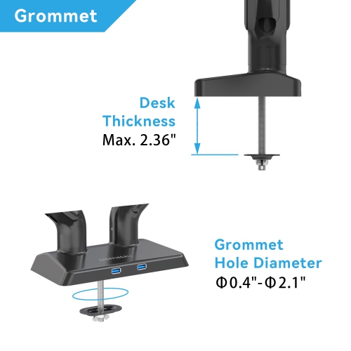 SHOPPINGALL Heavy Duty Dual Monitor Mount for 13 to 35 inch VESA Compatible Screens, Each Pneumatic Gas Spring Arm Supports up to 26.5lbs - SA-GE62U-Black by SHOPPINGALL - Refurbished condition - Image 9