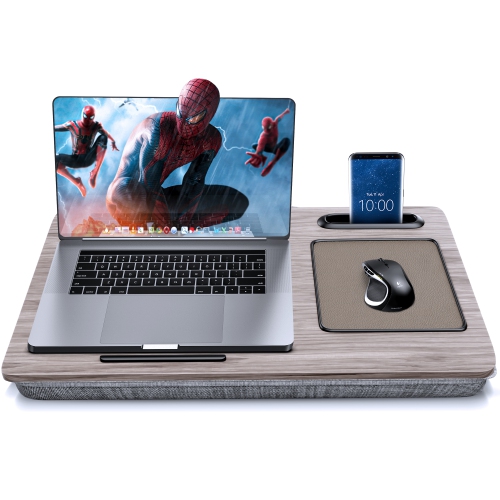 SHOPPINGALL  Refurbished (Excellent) - Lap Desk - for 17 Inch Laptops Or Smaller - Integrated Mouse Pad, Tablet & Smartphone Holder - Sa-Br182 (Gray)