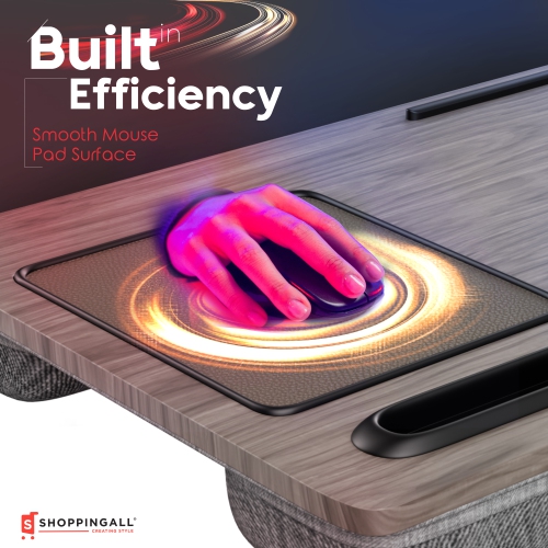 SHOPPINGALL Lap Desk - for 17 inch Laptops or Smaller - Integrated Mouse Pad, Tablet & Smartphone Holder - SA-BR182 (Gray) by SHOPPINGALL - Refurbished condition - Image 3
