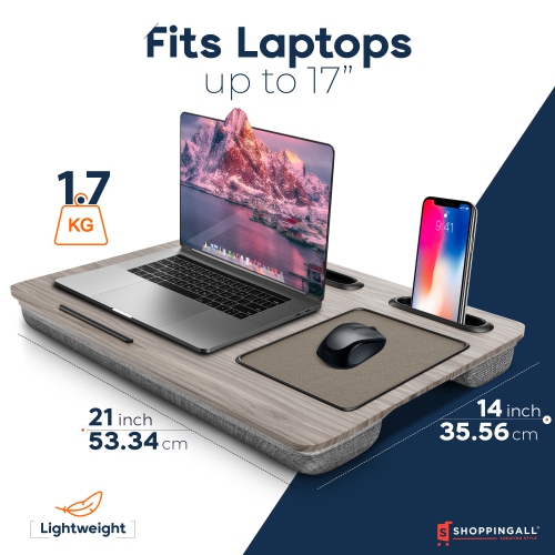 SHOPPINGALL Lap Desk - for 17 inch Laptops or Smaller - Integrated Mouse Pad, Tablet & Smartphone Holder - SA-BR182 (Gray) by SHOPPINGALL - Refurbished condition - Image 5