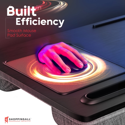 Refurbished - SHOPPINGALL Lap Desk - for 17 inch Laptops or Smaller - Integrated Mouse Pad, Tablet & Smartphone Holder - SA-BR182 (Black)