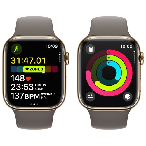 Apple Watch Series 9 (GPS + Cellular) 45mm Gold Stainless Steel Case (no band) by APPLE - Refurbished condition - Image 9